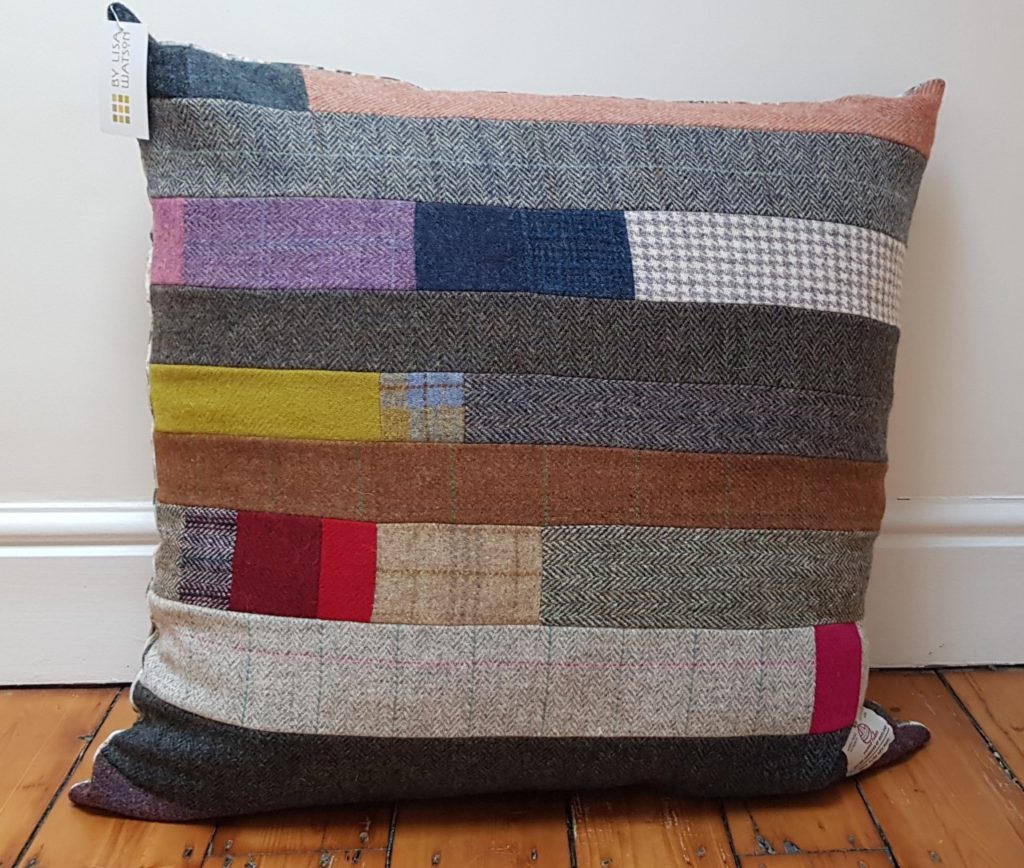 harris tweed patchwork cushion